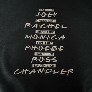 Cozy black Friends sitcoms sweatshirt, warm inside